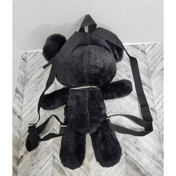 Hot Topic Bioworld Black Teddy Bear w/ Lock Necklace Plush‎ Backpack 14" Adult - Picture 7 of 11